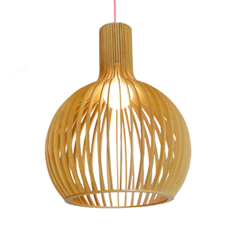 Vintage Wooden Birdcage Pendant Light | Japanese Hanging Ceiling Lamp